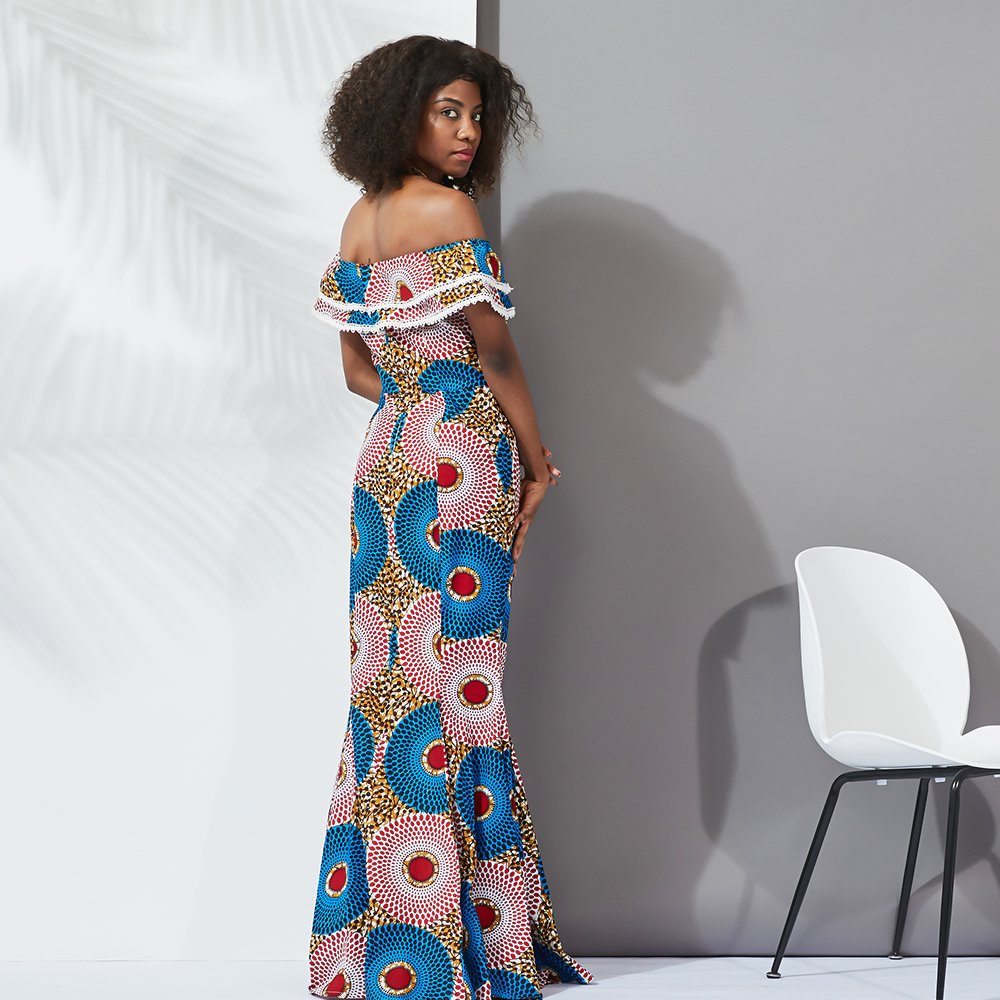 wholesale manufacturer African Dress Floral Printed Maxi Dress Ladies Holiday Party Long Dress Plus Size for women