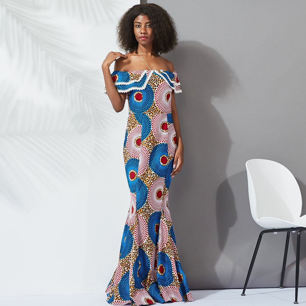 wholesale manufacturer African Dress Floral Printed Maxi Dress Ladies Holiday Party Long Dress Plus Size for women