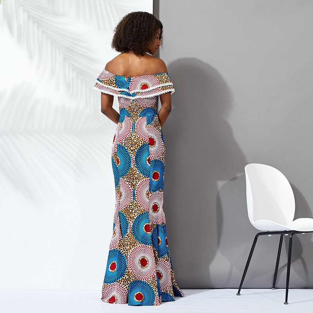 wholesale manufacturer African Dress Floral Printed Maxi Dress Ladies Holiday Party Long Dress Plus Size for women