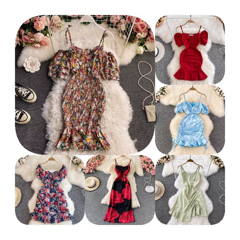 2024 Summer Women's Floral Short Sleeve Long Collision Color Sweater Knitted Casual Dress