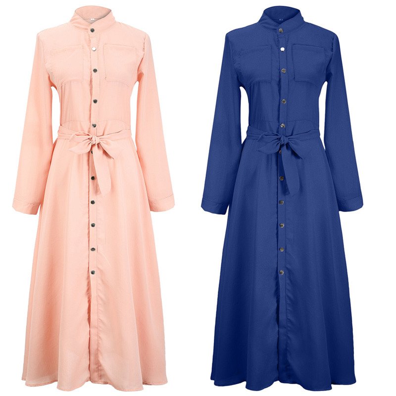 Lover Autumn girl dress and floor solid color elegant casual dress for women