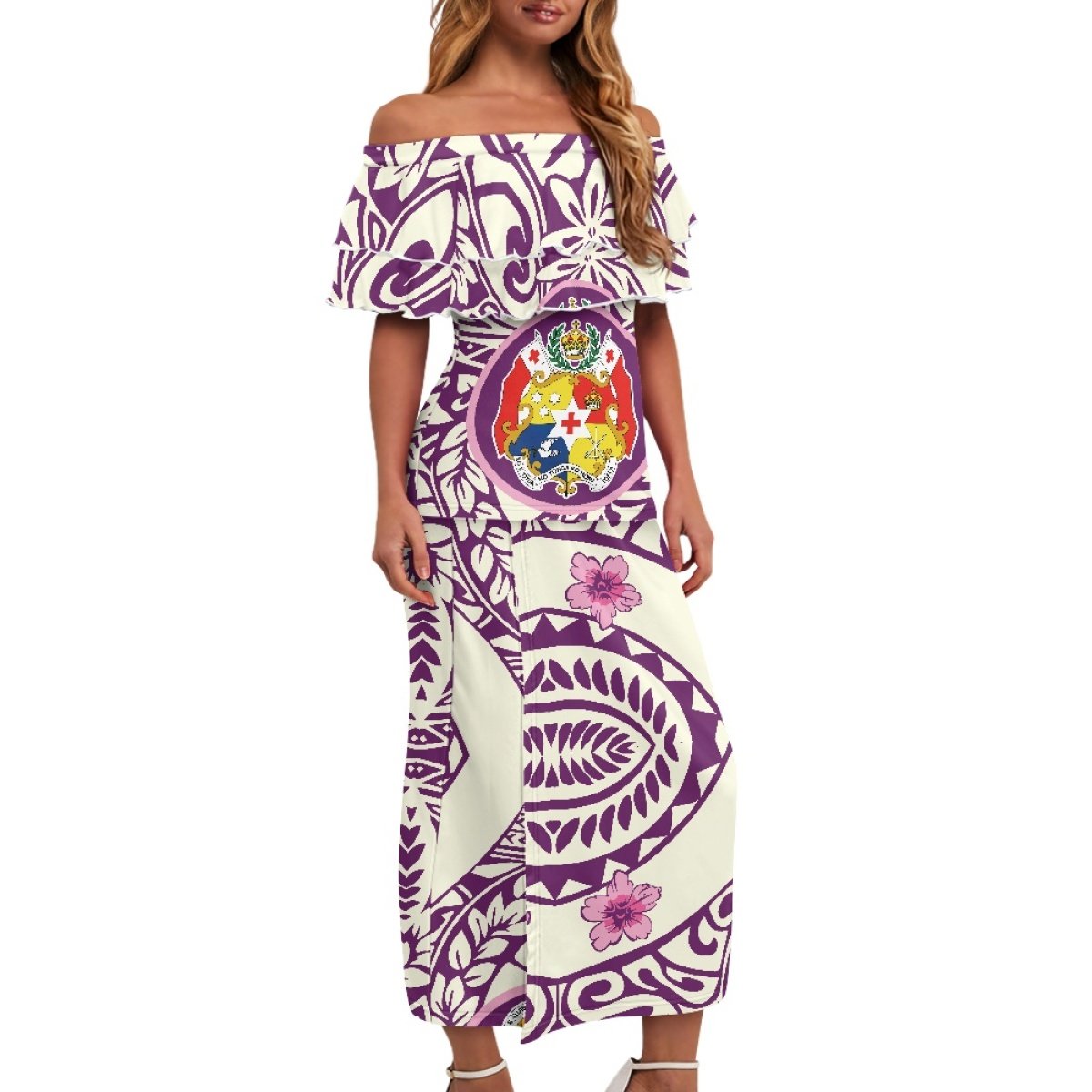Samoa Puletasi Polynesian Tribal Tonga Logo Print Custom Ladies Plus Size Women's Sets Church Dress Asia & Pacific Islands Dress