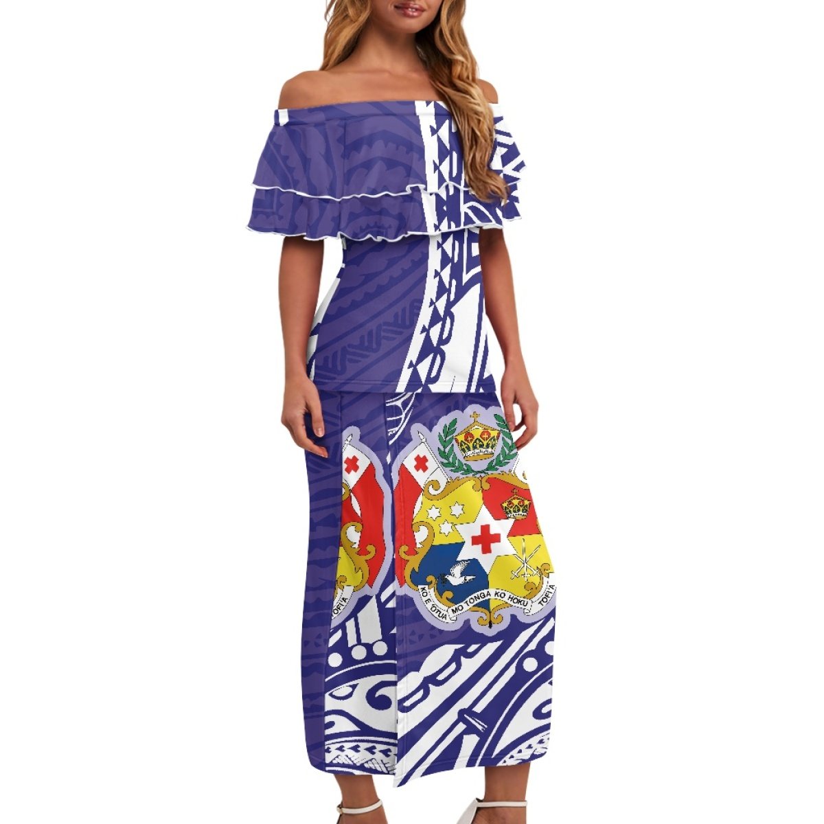 Samoa Puletasi Polynesian Tribal Tonga Logo Print Custom Ladies Plus Size Women's Sets Church Dress Asia & Pacific Islands Dress