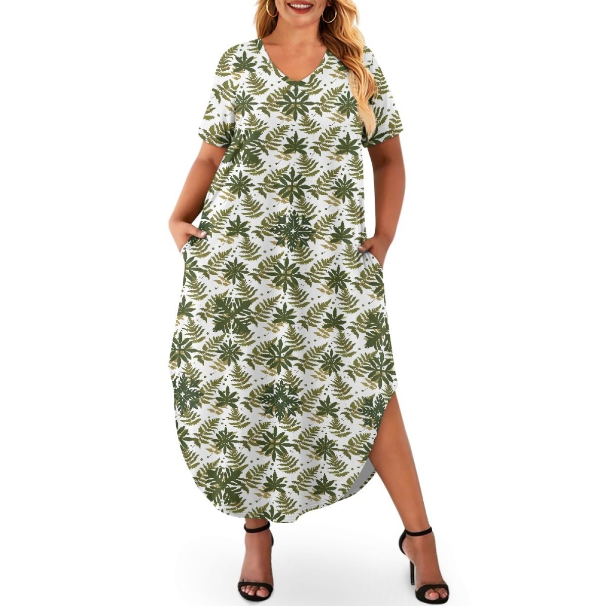 Private Customization Luxury Fashion Hawaii Quilt Design Loose And Casual Women's Short Sleeve Plus Size Dress Print On Demand