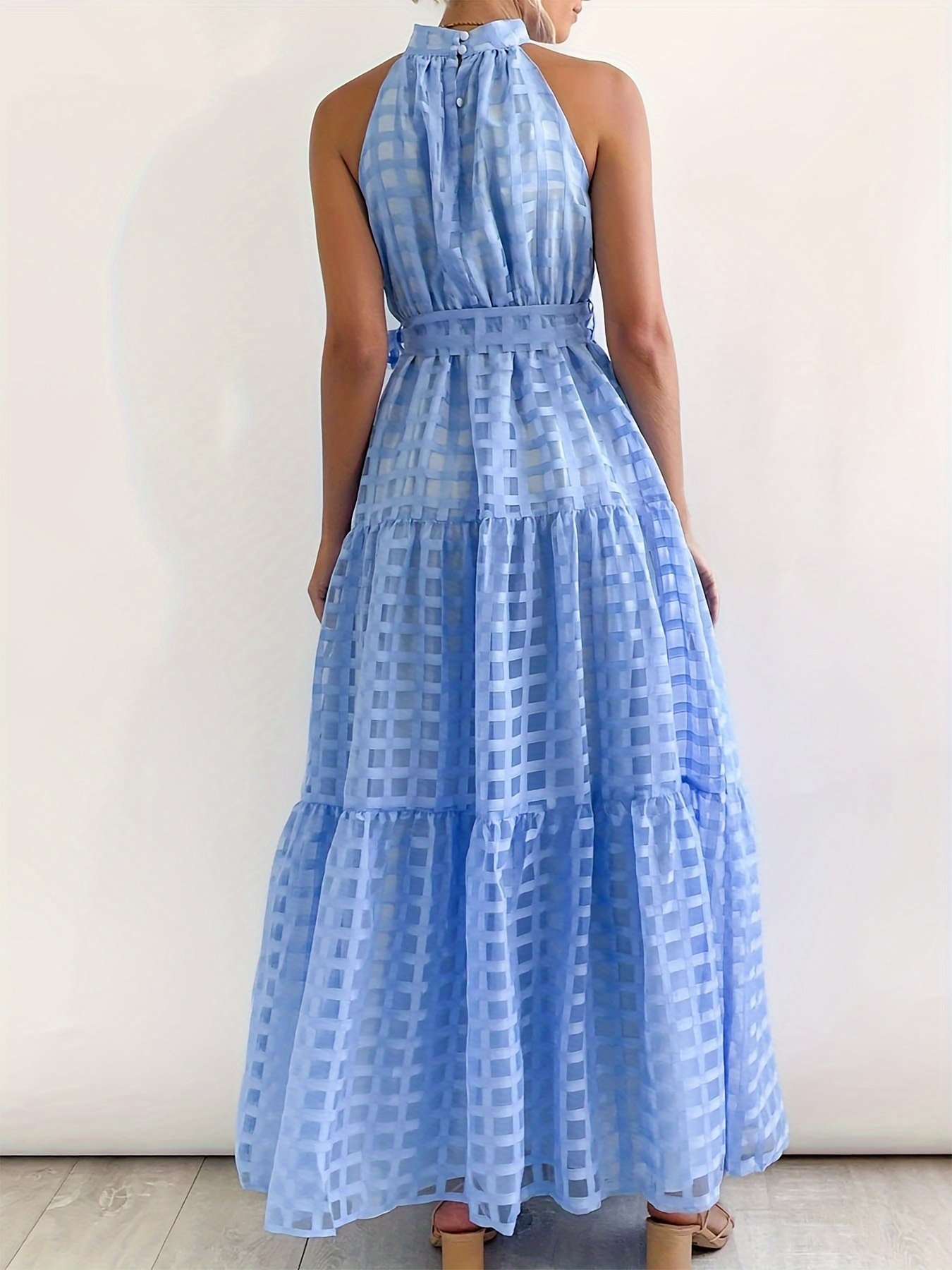New Arrival Sexy Hanging Neck Solid Color Dress Sleeveless Lady Casual Dress Custom Off Shoulder Formal Dresses