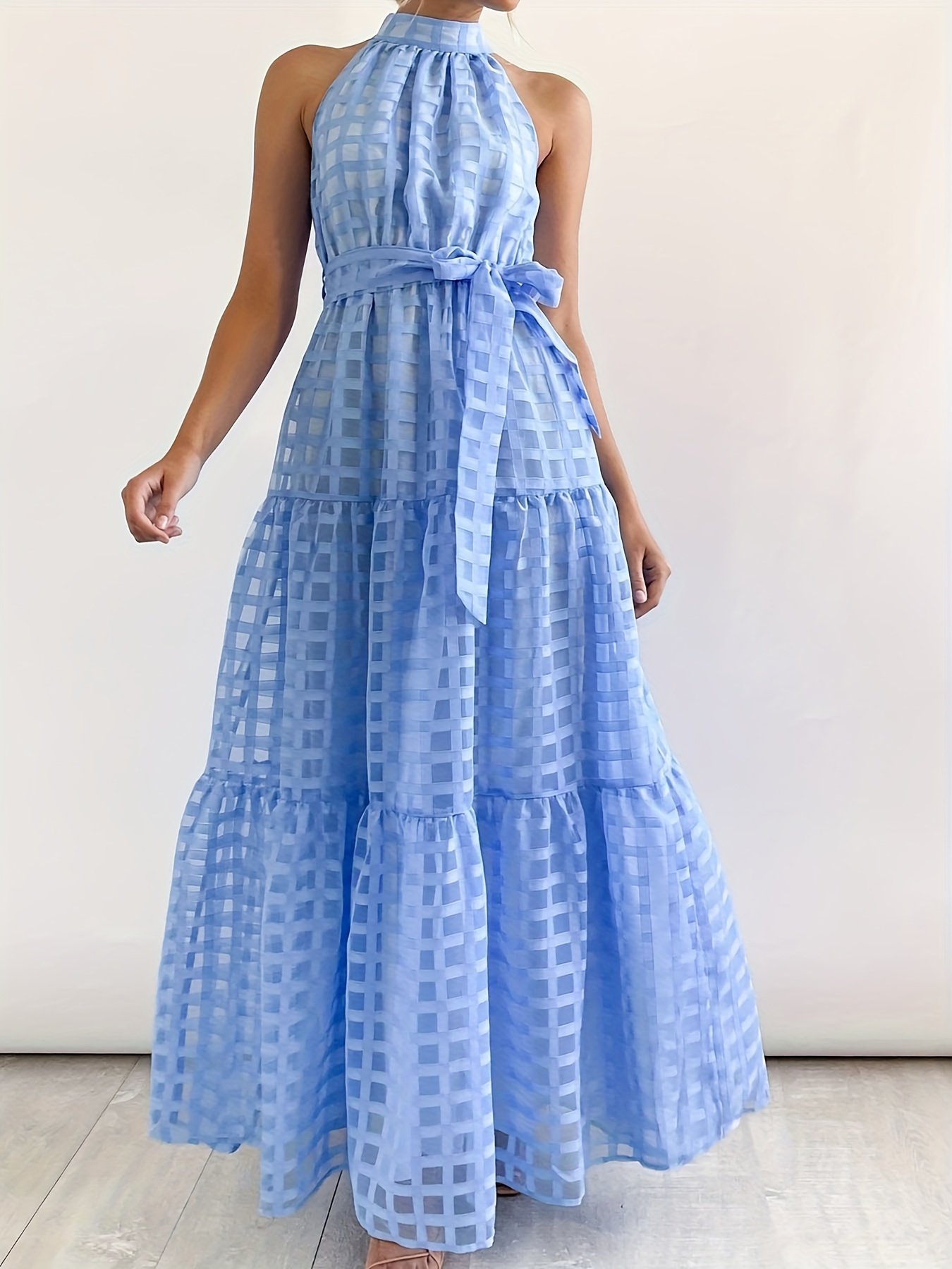 New Arrival Sexy Hanging Neck Solid Color Dress Sleeveless Lady Casual Dress Custom Off Shoulder Formal Dresses