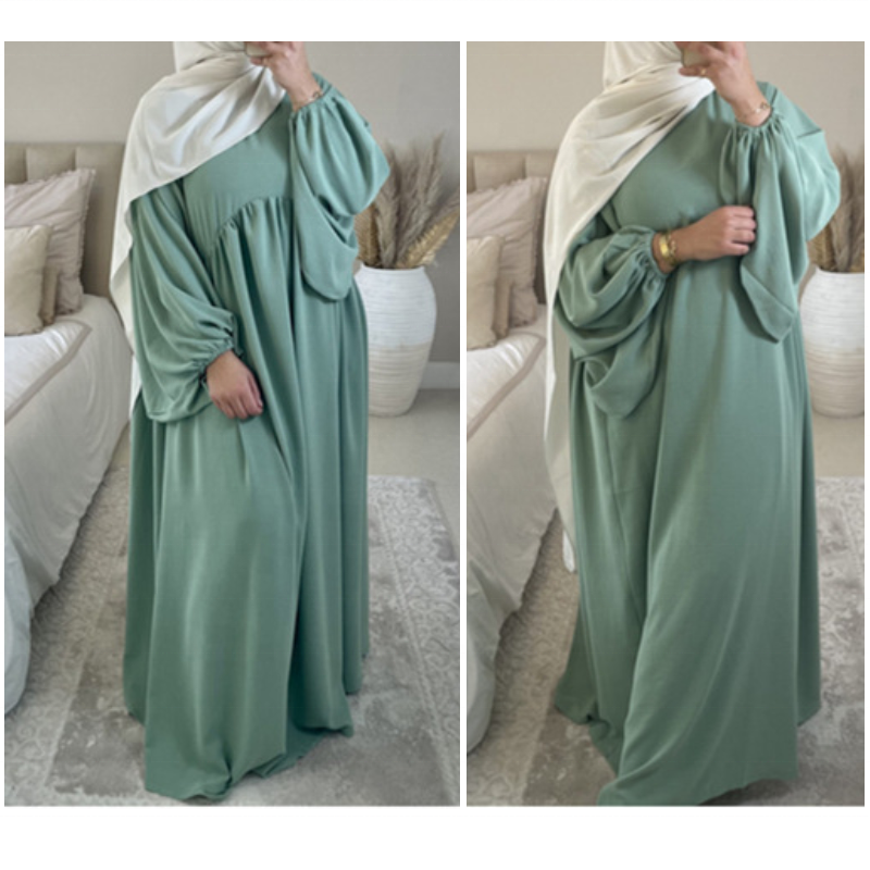 Promotional High Quality Solid Color Dubai Modest Abaya Plus Size Muslim Women Dress Kaftan Long Sleeve Jazz Crepe Casual Abaya