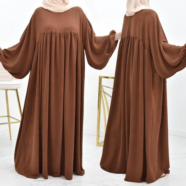 Promotional High Quality Solid Color Dubai Modest Abaya Plus Size Muslim Women Dress Kaftan Long Sleeve Jazz Crepe Casual Abaya