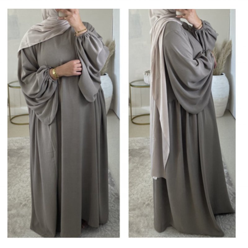 Promotional High Quality Solid Color Dubai Modest Abaya Plus Size Muslim Women Dress Kaftan Long Sleeve Jazz Crepe Casual Abaya