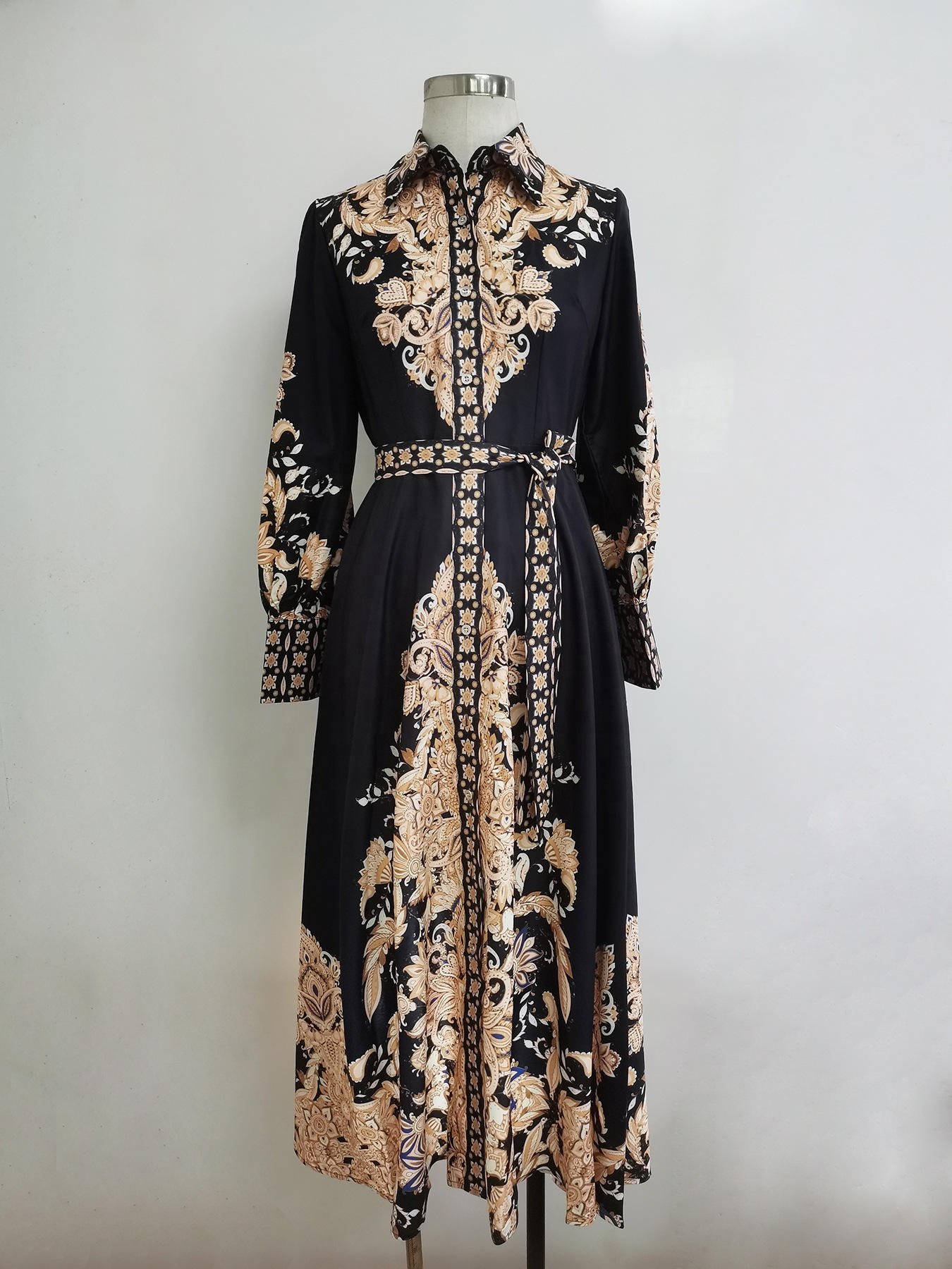Latest design Middle Eastern Women Muslim long dress print skirt dress Elegant casual dress