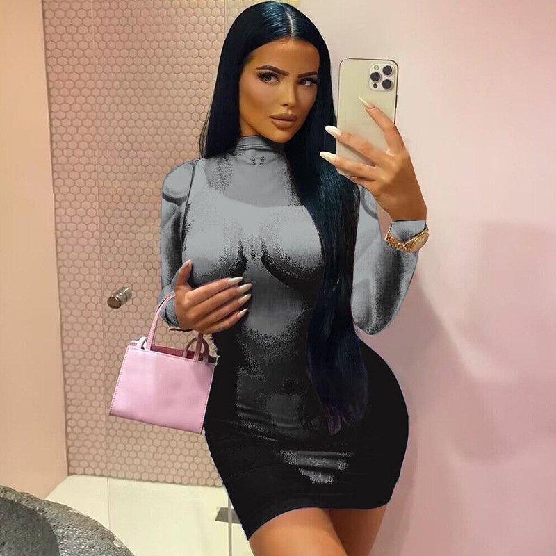 2023 Fashion 3D body printed long sleeve bodycon sexy ladies dress women casual dresses