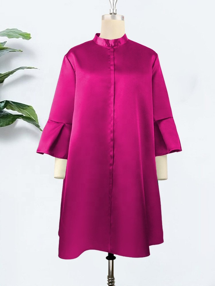 Latest Summer Oversized Flare Sleeve Shirt Girl Casual Elegant Dresses