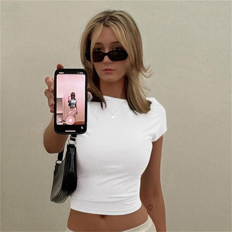 Hot products on Custom printing for blank t-shirt sexy sweet woman crop tshirt