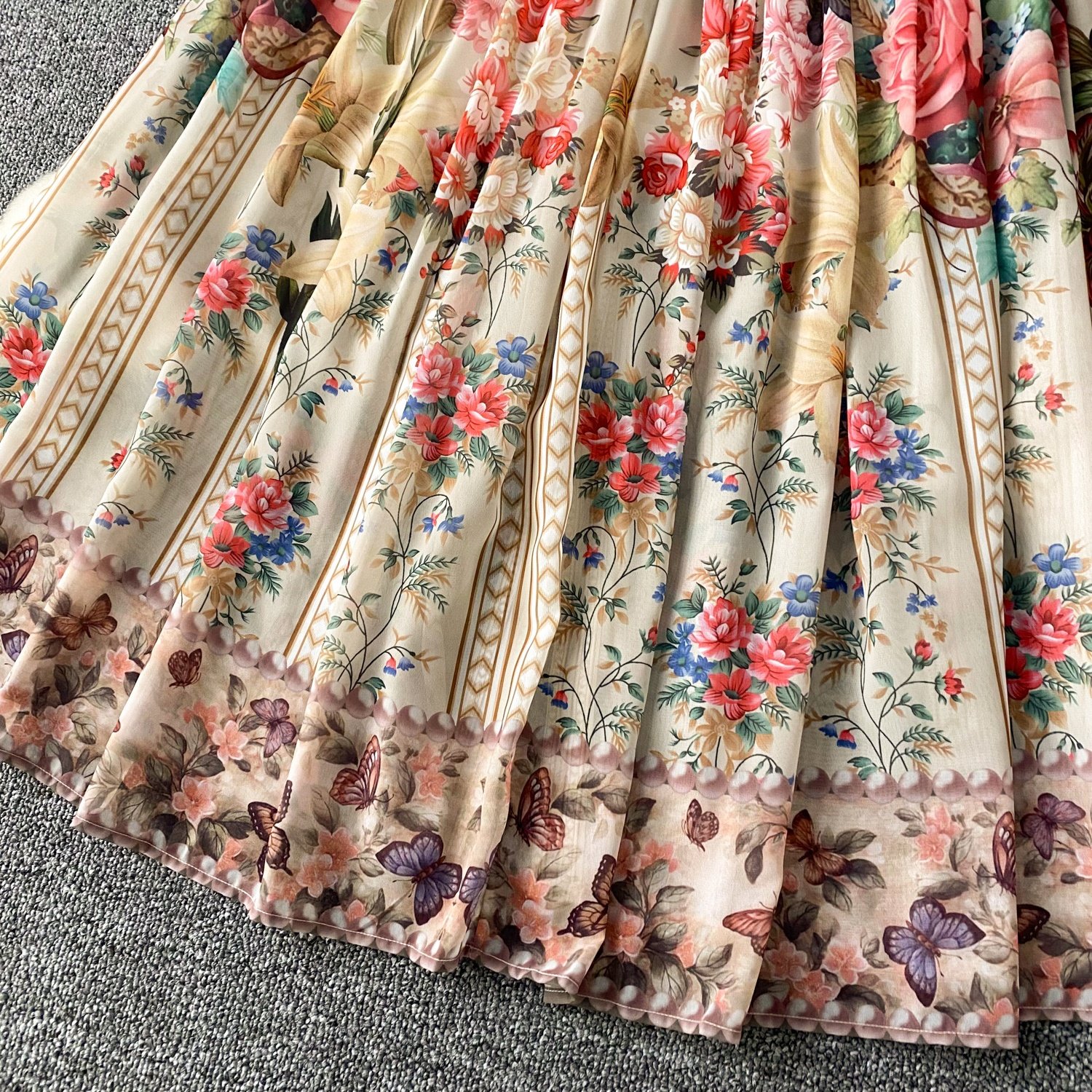 Plus Size Spring Elegant Stand Collar Midi Dress For Women Empire Printed Ladies Elegant Dresses Clothes Women