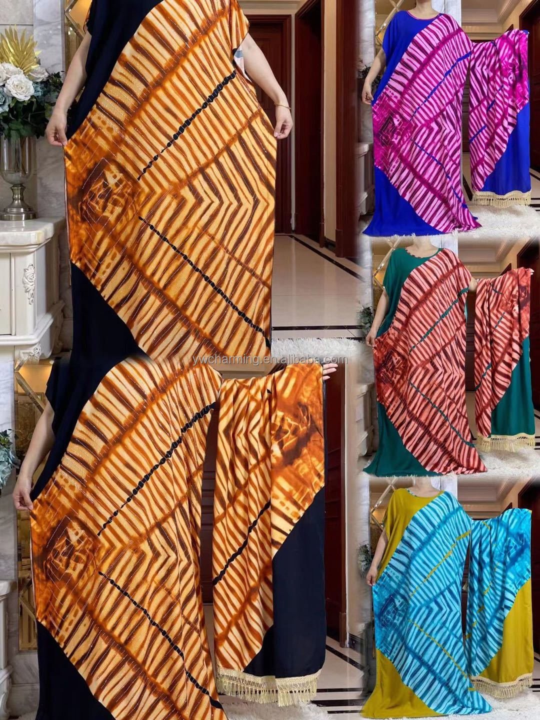 Elegant African Dresses For Women Hot Diamond dress with scarf African cotton Plus Size Women's Robe Morocco clothing