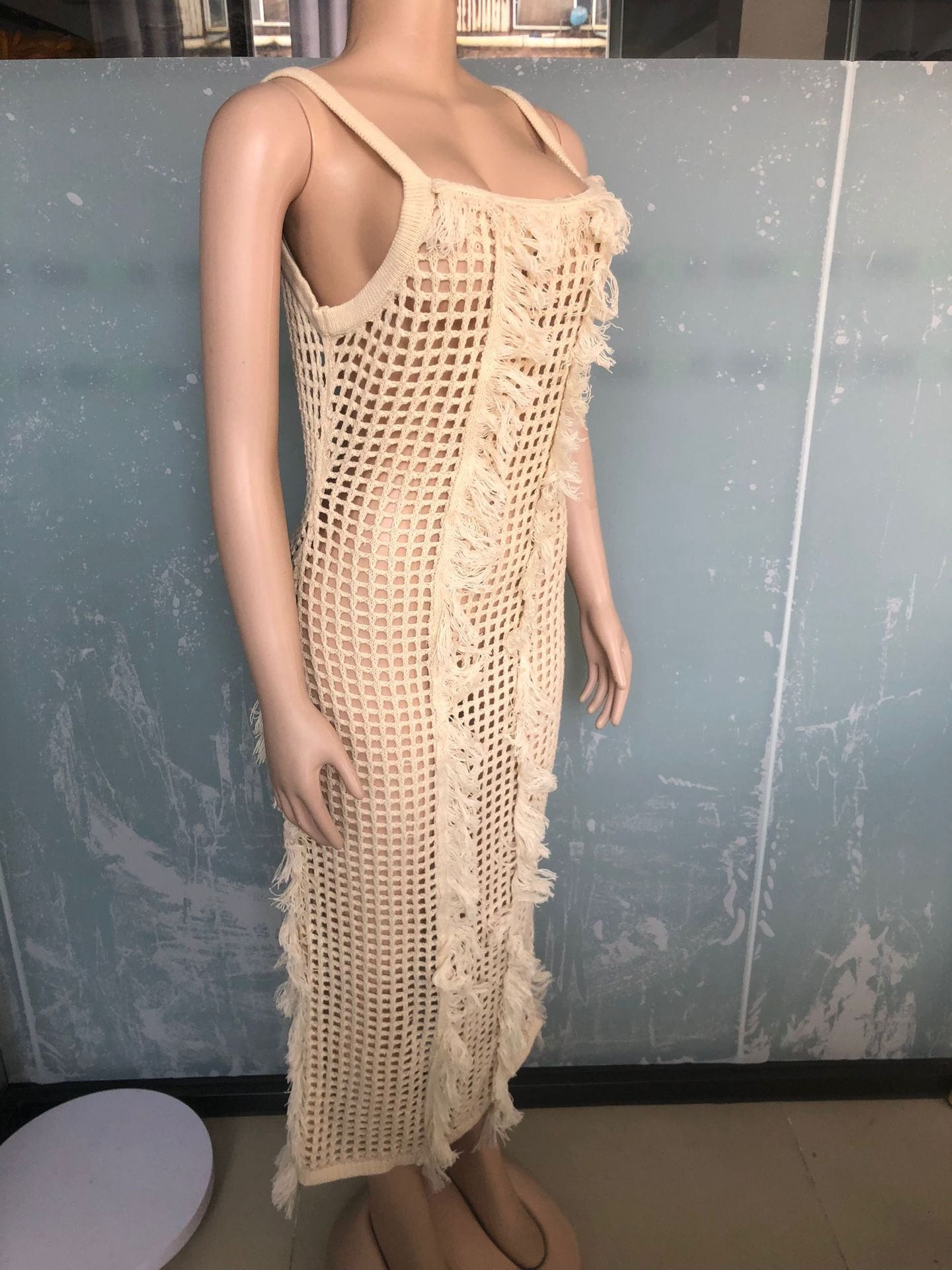2024 Summer New Women's Fashion knitted Maxi-Length Halter Long Dresses Bodycon Girl Summer Sexy Dresses Club Party Solid