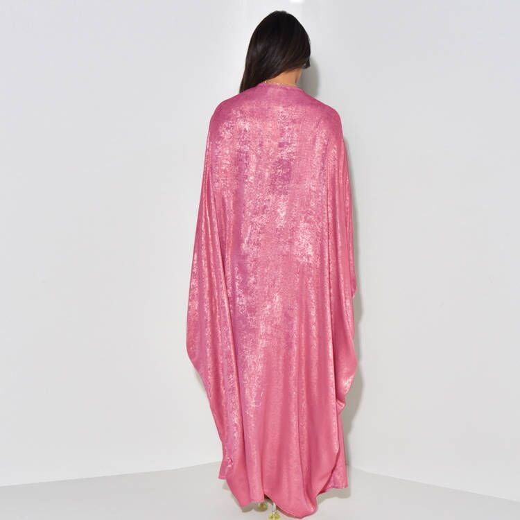 Factory New Arrival UAE Dubai Luxury Shiny Abaya Batwing Sleeve Design Kimono Kaftan Closed Abaya Muslim Dress Islamic Robes