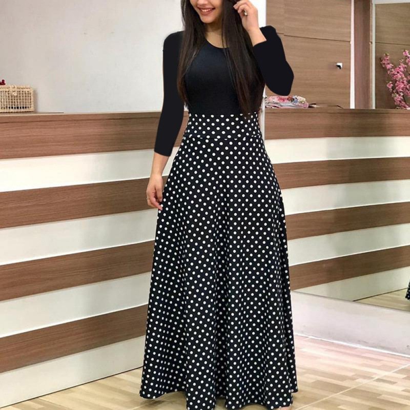 PASUXI New Fashion Women Summer Skirts Floral Printed High Waist Ladies Floral Maxi Dress Casual Party Dresses Women