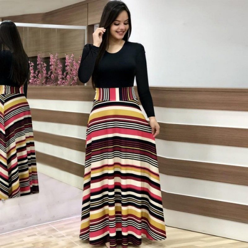 PASUXI New Fashion Women Summer Skirts Floral Printed High Waist Ladies Floral Maxi Dress Casual Party Dresses Women