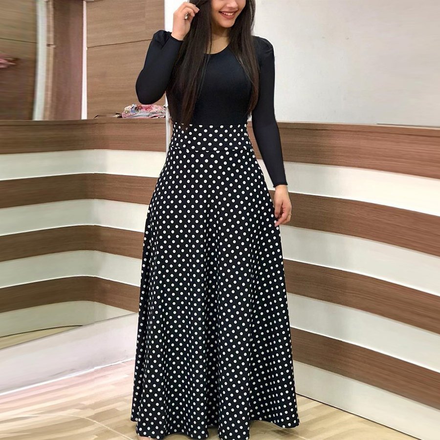 Factory customization spring long dresses women maxi plus size elegant casual dress ladies