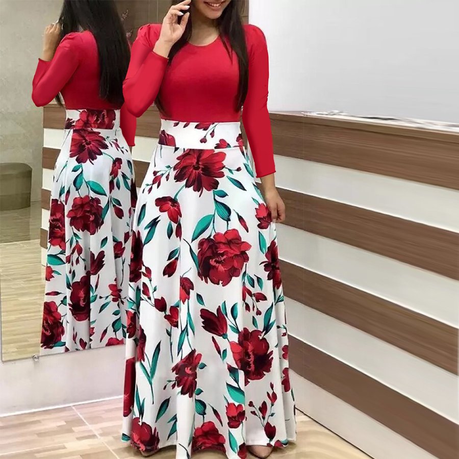 Factory customization spring long dresses women maxi plus size elegant casual dress ladies