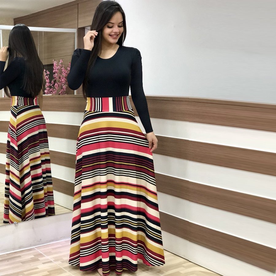 Factory customization spring long dresses women maxi plus size elegant casual dress ladies