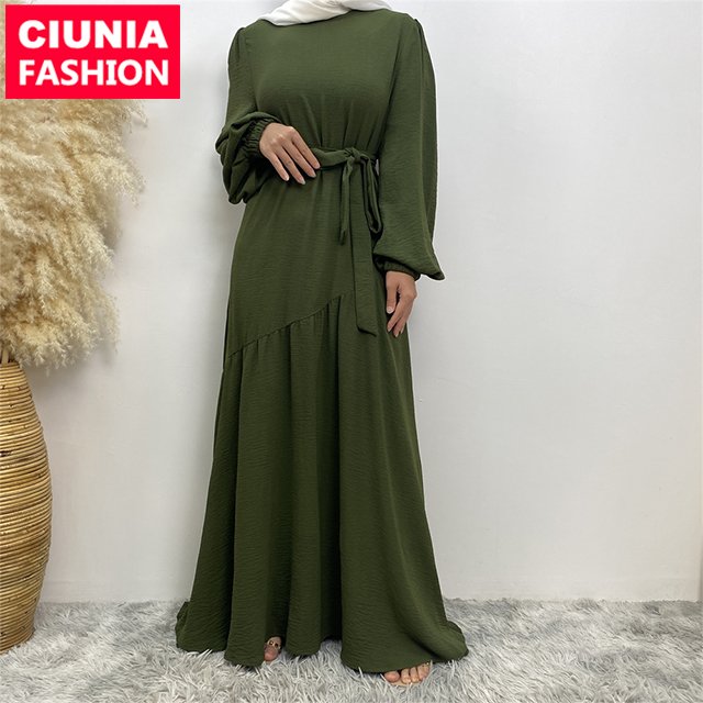 6738# Latest Women Maxi Dresses Hight Quality Wrinkle Crepe Long Casual Dresses Muslim Fashion Women Clothing Wholesale