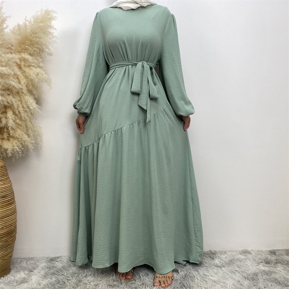 6738# Latest Women Maxi Dresses Hight Quality Wrinkle Crepe Long Casual Dresses Muslim Fashion Women Clothing Wholesale