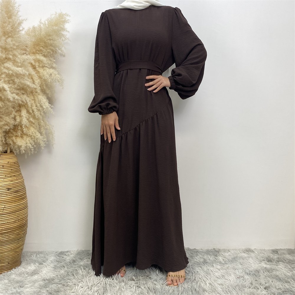 6738# Latest Women Maxi Dresses Hight Quality Wrinkle Crepe Long Casual Dresses Muslim Fashion Women Clothing Wholesale