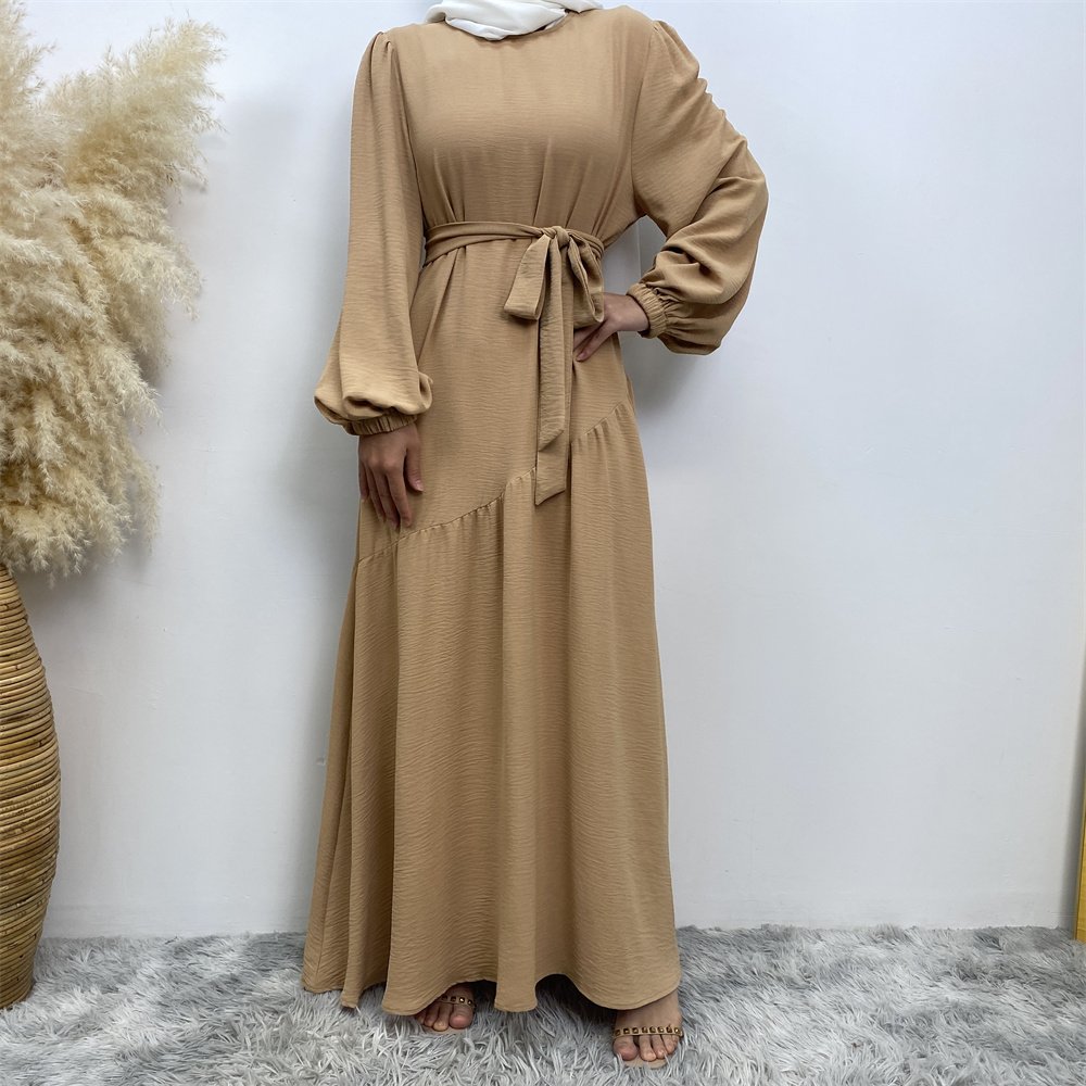 6738# Latest Women Maxi Dresses Hight Quality Wrinkle Crepe Long Casual Dresses Muslim Fashion Women Clothing Wholesale