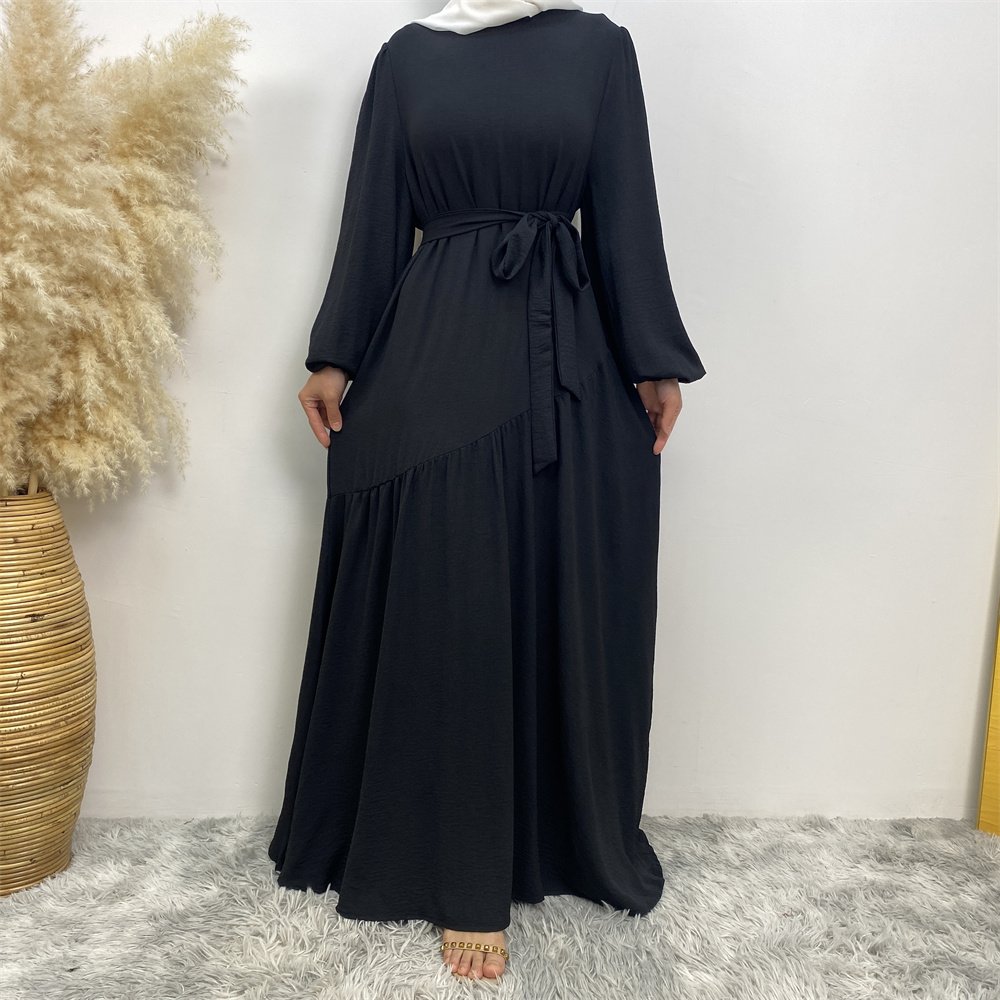 6738# Latest Women Maxi Dresses Hight Quality Wrinkle Crepe Long Casual Dresses Muslim Fashion Women Clothing Wholesale