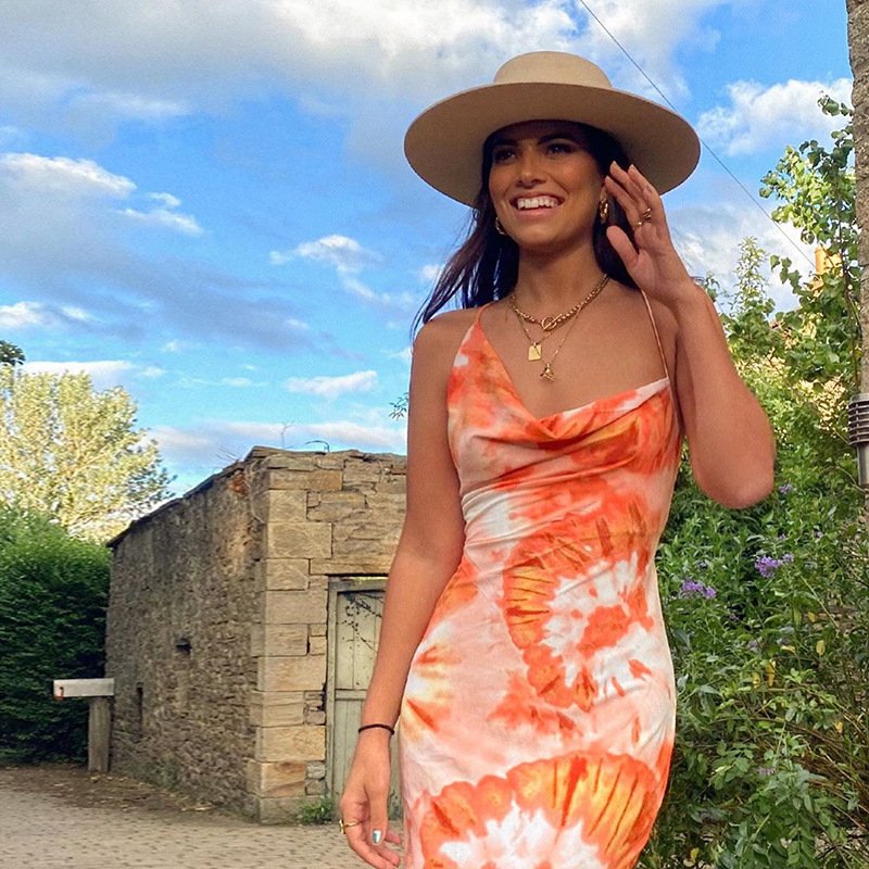 Tie Dye Beach Dresses Sexy Women Autumn Fashion Elegant Slit Casual Dresses Backless Sleeveless Maxi Dress