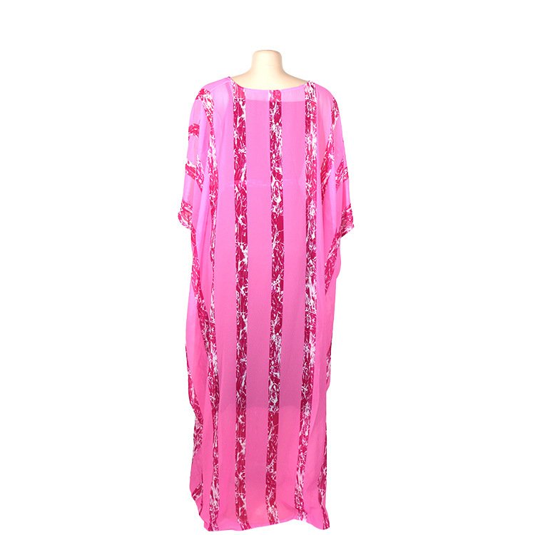 D009 loose two piece set ladies chiffon long dresses with sashes