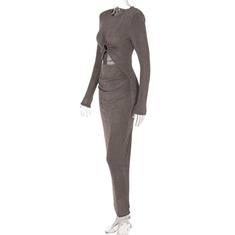 Wholesale women sexy hollow out dress knit long sleeve dress casual dress