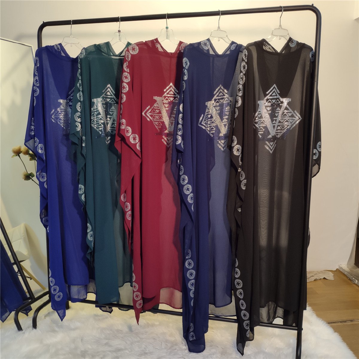Modest Batwing Muslim Women Dress Women Dress Breathable Long Sleeve Parying Dubai Robe closed abaya