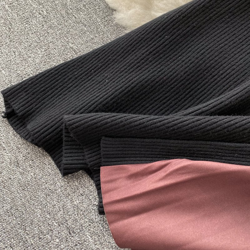 Customized high quality wholesale knitted women's stitching dress Summer 2022 new elegant mid-length casual pleated dress