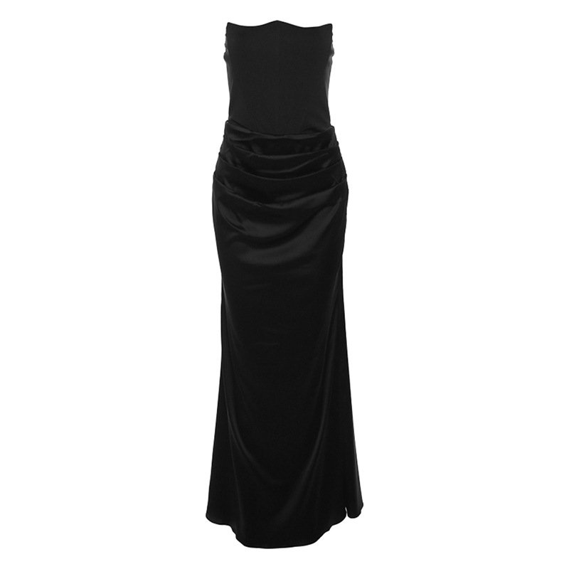 Enyami New Women Party Ballgown Fashion Sexy Waist Corset Design Dropped Sleek Satin Slim Fit Sleeveless Maxi Evening Dress