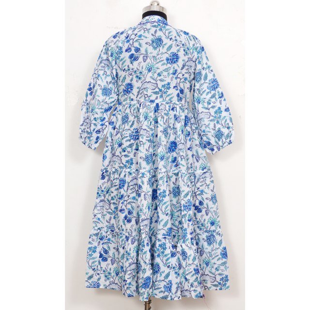 Hand Block Printed Dress Indian Wedding Cotton Dress clothes women women Dresses Long Cotton Top For Women