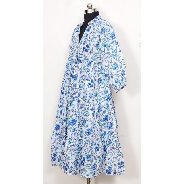 Hand Block Printed Dress Indian Wedding Cotton Dress clothes women women Dresses Long Cotton Top For Women