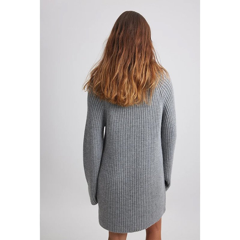 French Lazy Knitted Dress Autumn Women's 2023 New High Neck Sweater Dress