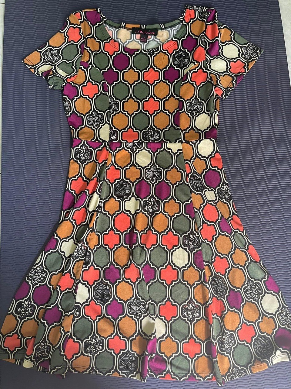 Multicolor Floral Print Chiffon Dress Kids Casual Straight Silhouette Summer Flowers Knitted DOT Pattern Short Sleeve Made Rayon