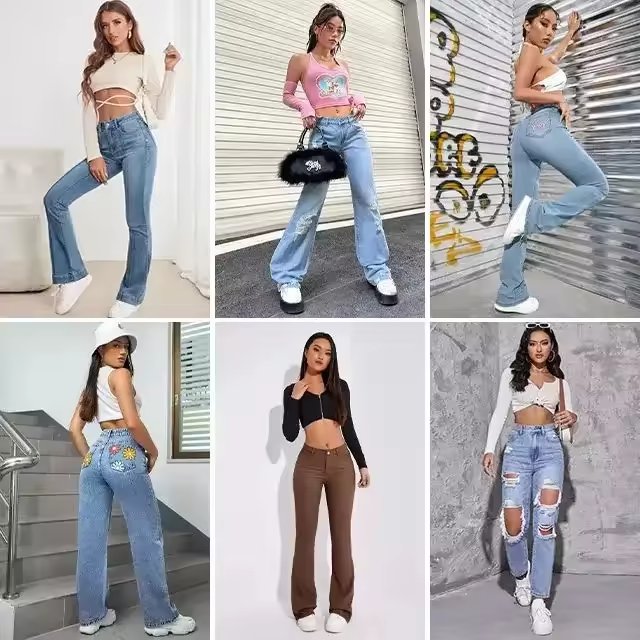 sili Cheap Wholesale Good Quality Skinny Ladies denim used jeans women jeans stock Lots overruns branded clothing