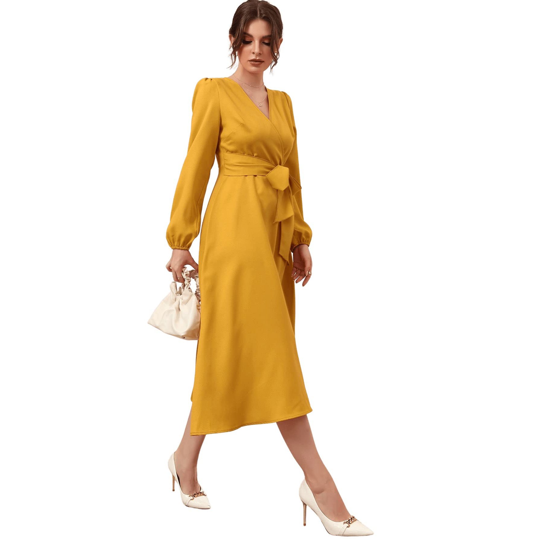 Custom Manufacture Womens Elegant Long Sleeve Casual Dress For Women 2022