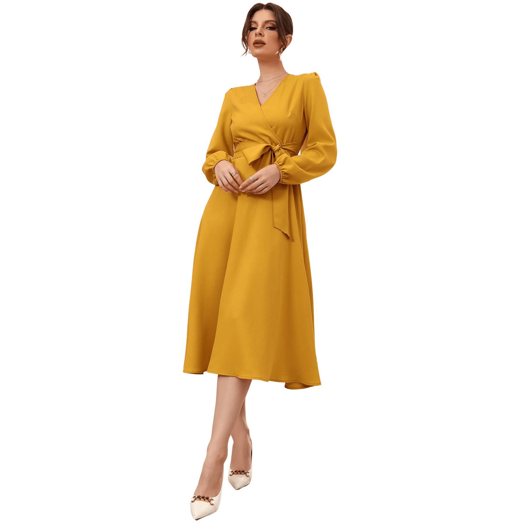 Custom Manufacture Womens Elegant Long Sleeve Casual Dress For Women 2022