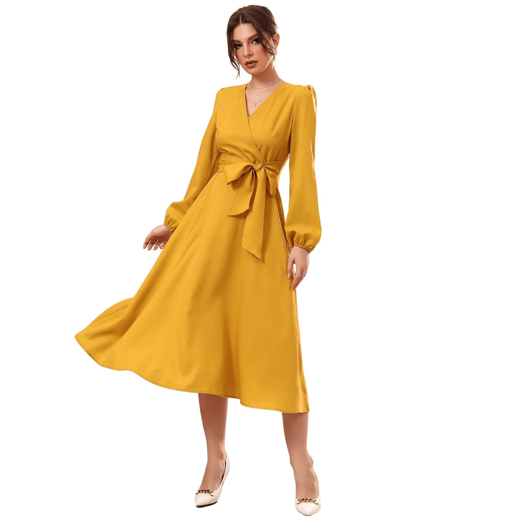 Custom Manufacture Womens Elegant Long Sleeve Casual Dress For Women 2022