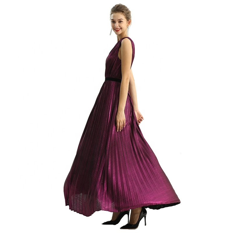 ND203 customize odm oem Fashion Elegant one shoulder pleated maxi long prom gown evening Casual Dress factory