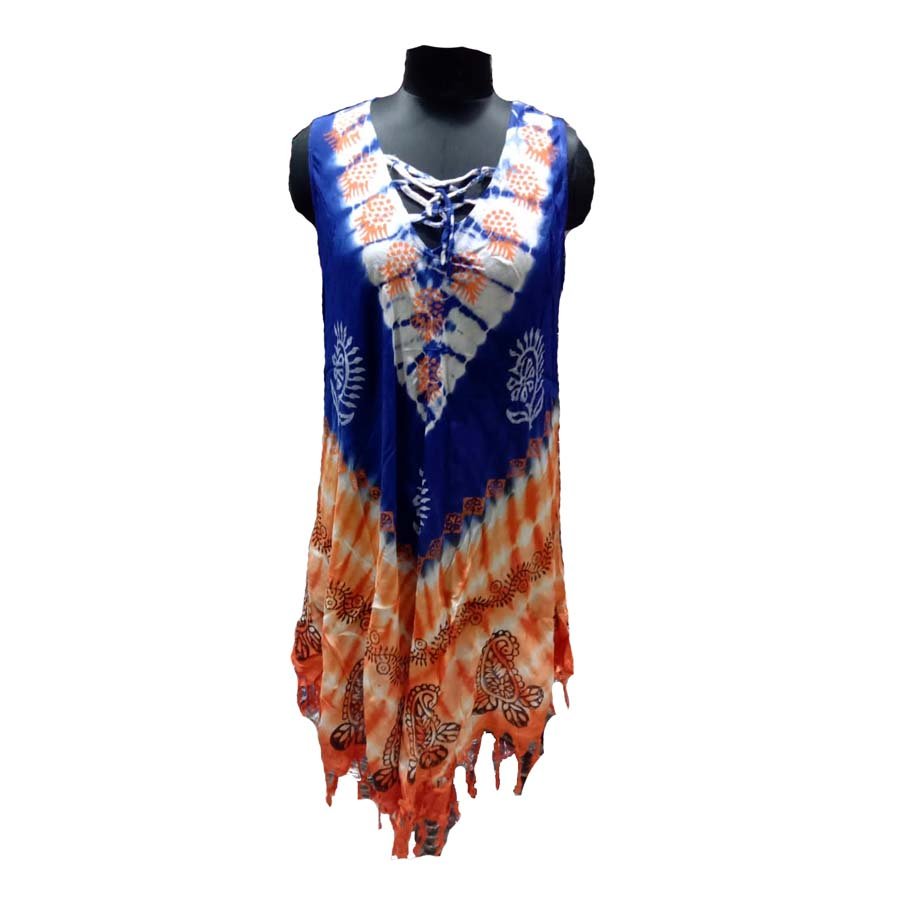New Hot Selling Ladies Rayon Fabric Tie Dye Work Dress Wholesale Supply Beach Wear Women Top GC-AP-205