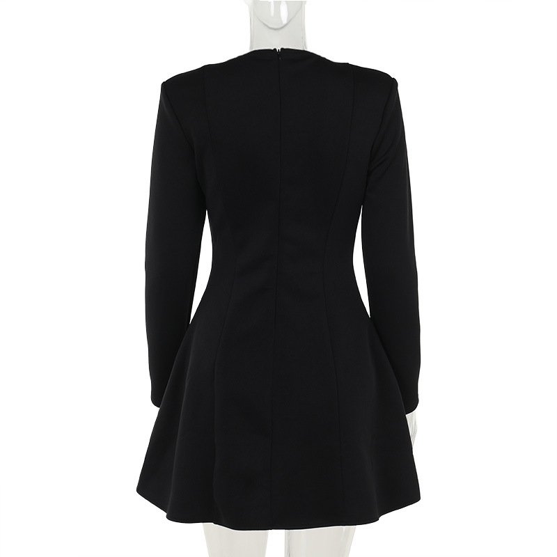Undefined Round Neck Dress Print Vintage Women's Fashion New Sexy Backless Long Sleeve 1 Piece Ladies Dress Casual Dresses S-M-L