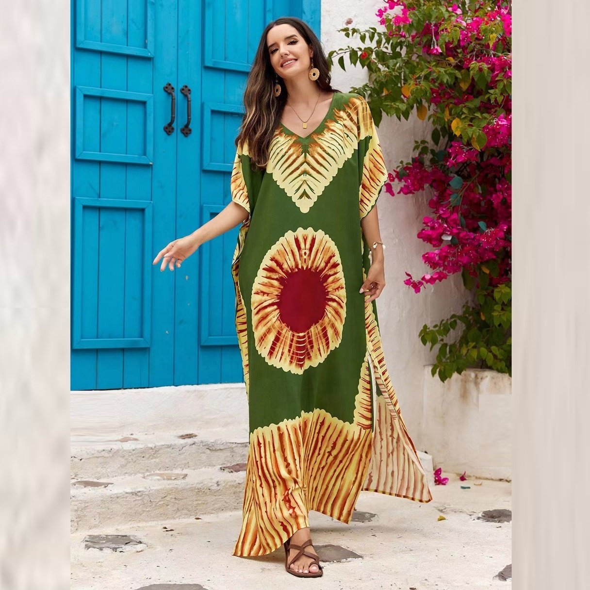 New Style Fashion Summer Beach Skirt Loose Multi Color African Printed Women Casual Dress