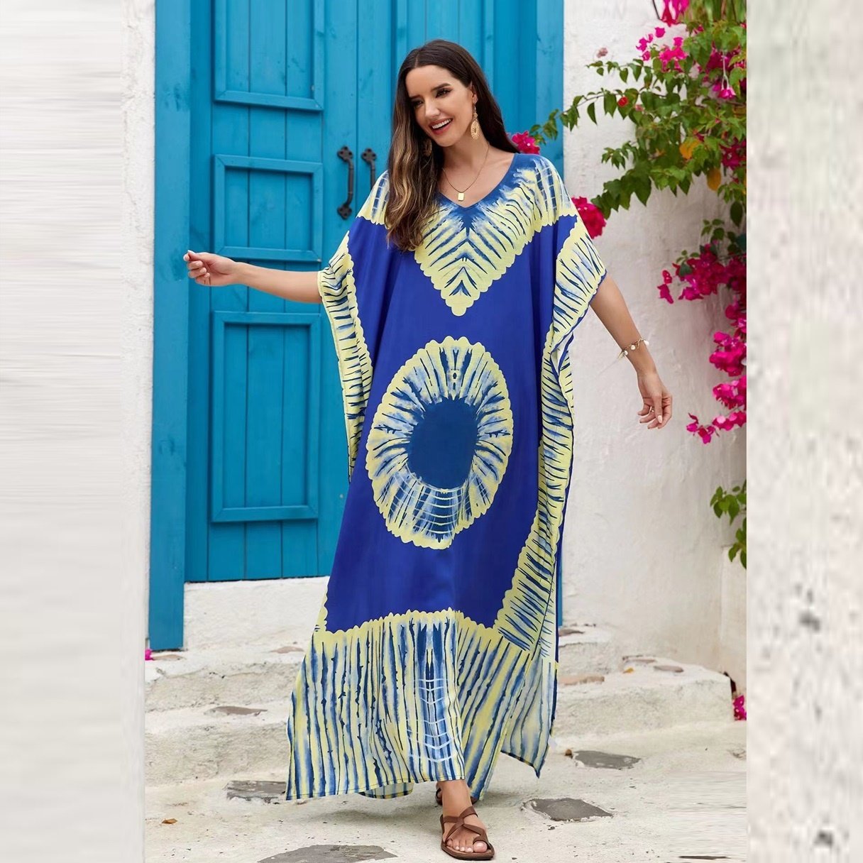 New Style Fashion Summer Beach Skirt Loose Multi Color African Printed Women Casual Dress